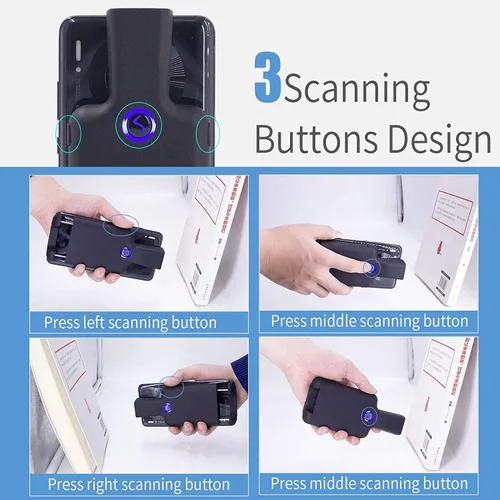 Vista 3 de Symcode Clip de código de barras portátil con Bluetooth - 1D 2D QR lector de código de barras, PDF417, matriz de datos, Maxicode, conexión