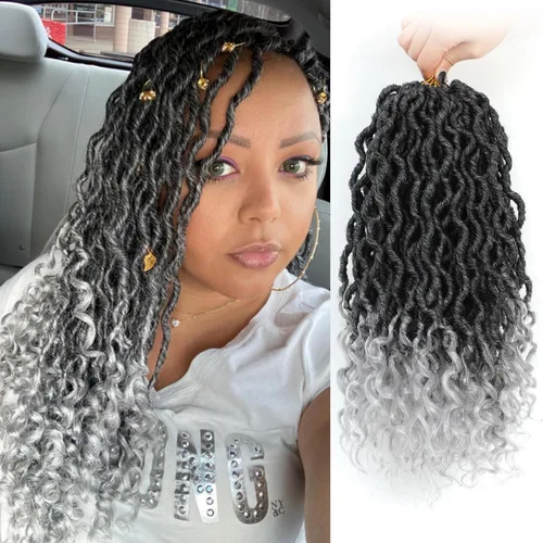 Vista 30 de Cabello Corto de Locs Falsos para Crochet Pre-Enrollado 12 Pulgadas 6 Paquetes Cabello de Locs de Diosa para Crochet Locs Falsos Suaves con Puntas