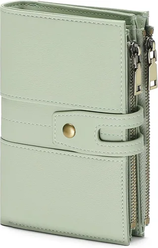 Vista 12 de GAEKEAO - Cartera pequeña para mujer de cuero con bloqueo RFID, cartera de tres cuerpos, tarjetero para tarjetas de crédito, tarjetero con ventana