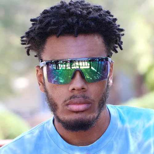 Vista 8 de Flawless Eyewear - Gafas de seguridad parcialmente sin marco, estilo retro, mica con reflejo de arco iris, gafas de sol, patas en zigzag
