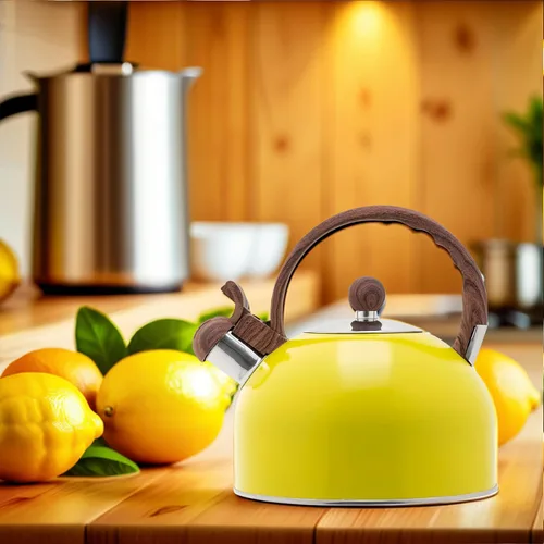 Vista 8 de Vilihkc Hervidor de té de acero inoxidable con mango anticalor de grano de madera, 2.6 cuartos de galón/2.5 litros, silbidos fuertes para té, café