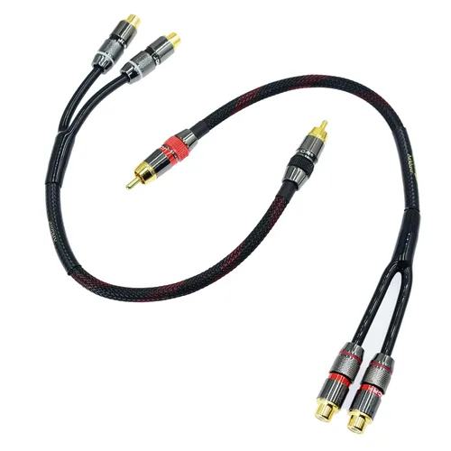 Vista 10 de Arklove Cable Divisor RCA Blindado de 1 pie para Subwoofer Audio Estéreo Video 1 Hembra a 2 Machos Adaptador Conector en Y de Altavoz Dual Cable