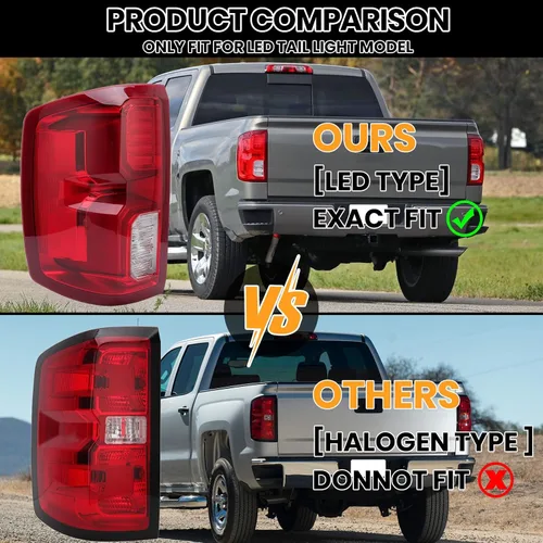 Vista 2 de Conjunto de luz trasera LED compatible con Chevy Silverado 1500 2016 2017 2018 lámpara de freno trasera trasera 84288718 lado izquierdo