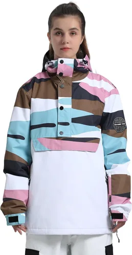 Vista 20 de GSOU SNOW - Chaqueta de esquí para mujer, abrigo de nieve, impermeable, cortavientos, chaqueta de snowboard, aislada, cálida, para invierno
