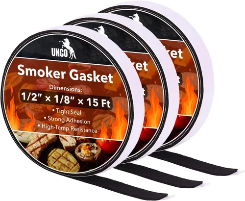 Vista 11 de UNCO Junta para ahumador - 15 pies, 1/2"X1/8", parrilla de alta temperatura y junta para barbacoa Negro