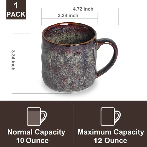 Vista 2 de Tazas de café de cerámica, tazas de cerámica de 12 onzas, tazas de té con asa, divertidas tazas de capuchino, aptas para lavavajillas, juego de 4