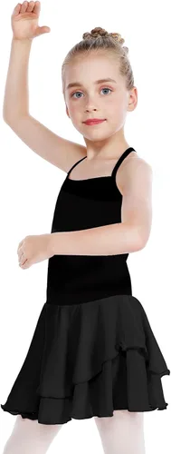 Vista 4 de HiDance Leotardos de ballet para niñas, vestido de baile de bailarina, leotardos de ballet con falda