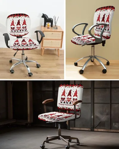 Vista 6 de Office Chair Cover I Love U Gnome Protective Stretchable Universal Computer Chair Covers Roses Red Black Buffalo Plaid Stretch Rotating Chair