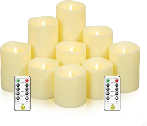 Vista 8 de Sasigeiaa Velas sin llama naranja de Halloween con control remoto, paquete de 5 velas LED que funcionan