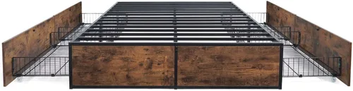 Vista 7 de Fencer Wire Base de cama de almacenamiento industrial con 4 cajones, base de colchón con soporte de listones de metal, marco de cama de plataforma