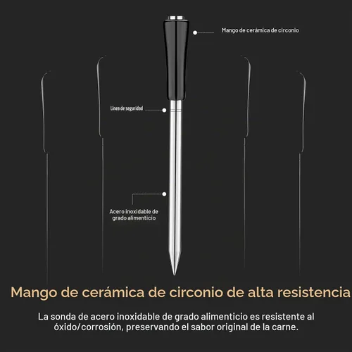 Vista 5 de INKBIRD Termómetro de carne inalámbrico, termómetro inteligente para carne Bluetooth, IP67 impermeable con caja recargable para parrilla al aire
