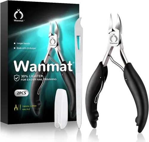 Vista 8 de Cortaúñas profesional 5 en 1 para uñas delgadas y encarnadas, podólogo mejorado para hombres, juego de cortador de uñas de hoja afilada Wanmat