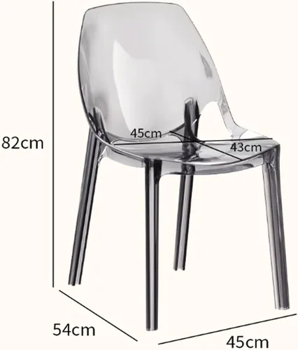 Vista 3 de Silla de comedor de acrílico moderna de mediados de siglo, silla de cocina transparente apilable con respaldo curvado para comedor, cocina, sala