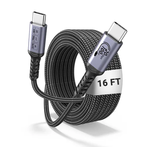 Vista 9 de Paquete de 2 cables USB 4 de 1 pie, cable USB C a USB C de 240 W, transferencia de datos de alta velocidad de 40 Gbps y salida de video de pantalla