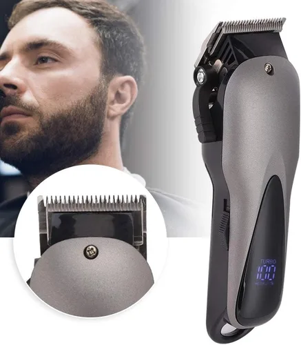 Vista 2 de LED Adjustable Hair Clipper Trimmer Electric Barber Hair Cutter with USB Charging for Men Women Professional Styling Black