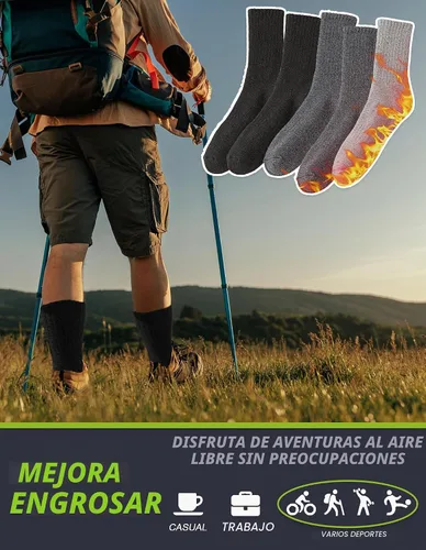 Vista 2 de VoJoPi Wool Socks Mens Thick Warm Thermal Winter Boot Socks 5 Pairs 2 negro/2 gris oscuro/1 gris claro
