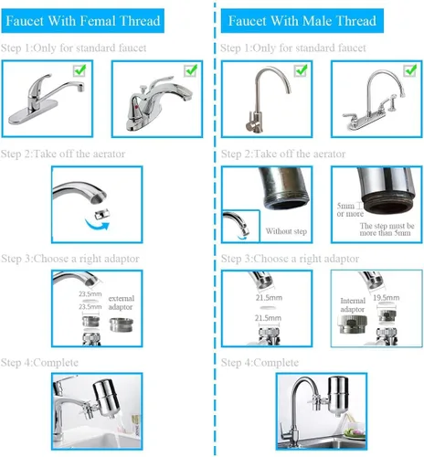 Vista 5 de Filtro de agua para grifo, acero inoxidable, reduce el cloro, alto flujo de agua, purificador de agua con material ultra absorbente, filtros de agua