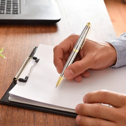 Vista 5 de OXYEFEI Bolígrafo de lujo, bolígrafos de lujo personalizados para oficina de negocios, bolígrafo ejecutivo con 2 lugares para grabar texto