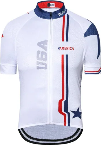 Vista 9 de Maillot de ciclismo de manga corta estilo USA Bike Tops con bolsillo raya reflectante 1cd8111