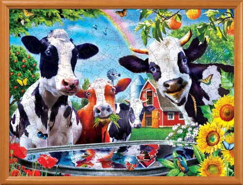 Vista 4 de MasterPieces - Rompecabezas de 300 piezas, formas grandes de agarre EZ, Moo Love, divertido para adultos, personas mayores, familia, niños, acabado