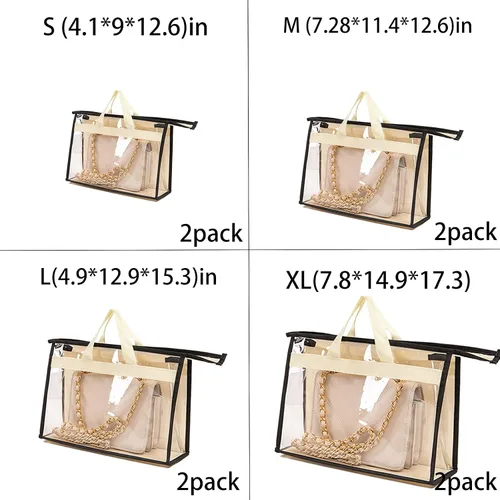 Vista 6 de Paquete de 8 organizadores de almacenamiento de bolsas, bolsas para el polvo, organizador transparente para colgar monederos, bolsa