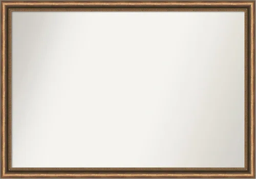 Vista 193 de Amanti Art Espejo de baño de bronce para sobre fregadero, 24 x 24 pulgadas, espejo de tocador cuadrado estrecho de bronce Manhattan, marco de madera