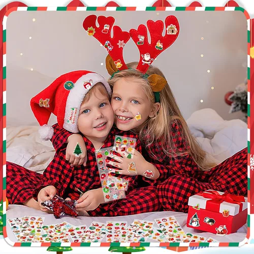 Vista 6 de UPINS Calcomanías de Navidad para niños, 12 hojas de calcomanías de espuma 3D hinchadas – Lindo muñeco de nieve, reno, árbol, Papá Noel