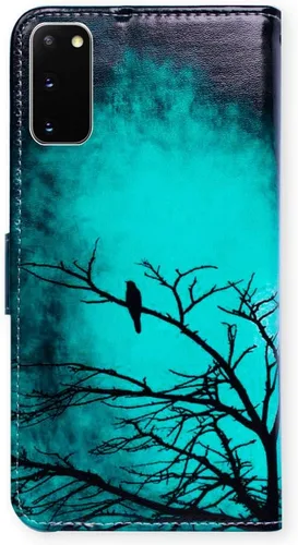 Vista 7 de Bcov Funda para Galaxy S20 5G, diseño de pájaro negro y verde con tapa para Samsung Galaxy S20 5G