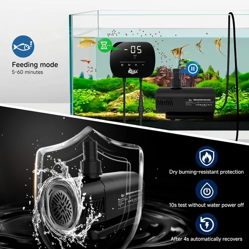 Vista 7 de AQQA Bomba de agua para acuario, bomba de retorno controlable con pantalla LCD, modo de flujo constante+modo de fabricación de ondas+modo
