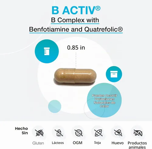 Vista 3 de XYMOGEN Complejo de vitamina B, vitaminas B activadas por B-Activ, 30