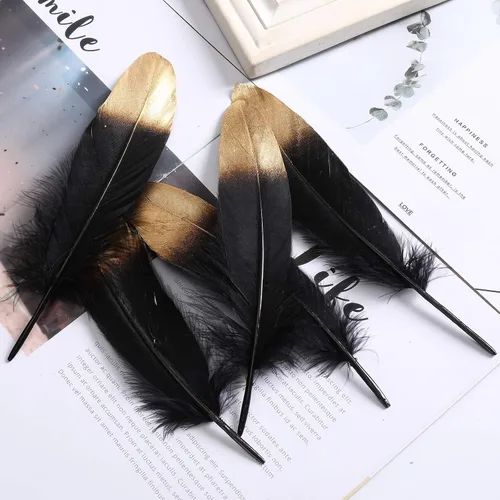 Vista 5 de 50 plumas de ganso bañadas en oro, coloridas plumas de ganso bañadas en plata, 6-8 pulgadas de longitud para manualidades, hogar, fiesta, boda