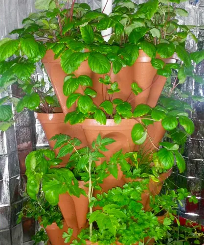 Vista 4 de Macetas apilables en vertical para jardinería, tamaño grande, de Mr. Stacky, haz crecer las plantas utilizando un espacio limitado y un mínimo
