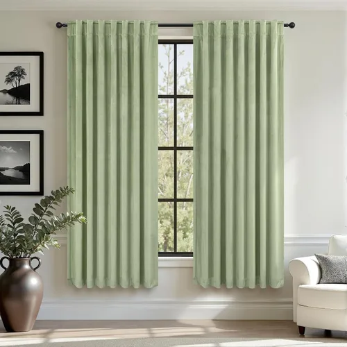 Vista 47 de Cortinas de terciopelo opacas para oscurecer la habitación de 63 pulgadas de largo para sala de estar, comedor, 2 paneles, privacidad pesada