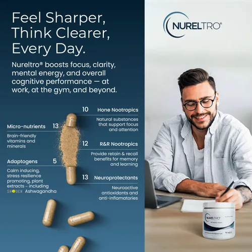 Vista 5 de Suplemento cerebral nootrópico todo en uno para adultos y personas mayores con Shoden® Ashwagandha Apoya la memoria, la concentración, el estado