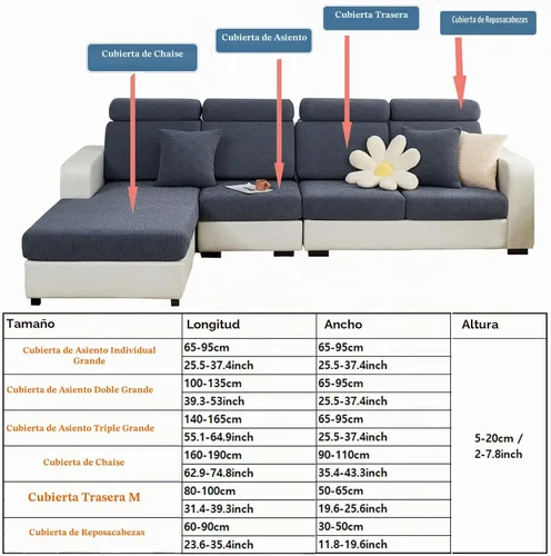 Vista 2 de ele ELEOPTION Fundas de cojín para respaldo de sofá, funda elástica en forma de L, funda seccional para sofá, protector de muebles, forro para sala