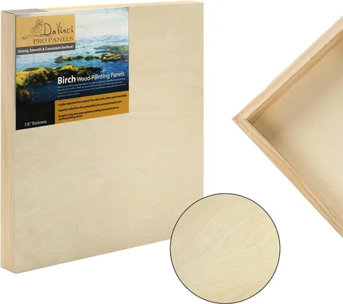 Vista 2 de Da Vinci Pro Panel de madera de abedul de 7/8 pulgadas de profundidad, panel individual de 6 x 6 pulgadas, textura fina, resistente a