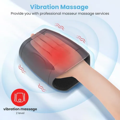 Vista 4 de JQX Masajeador de manos con calor y compresión, masajeador de manos eléctrico inalámbrico, 3 niveles de presión para dedos, regalos para mujeres