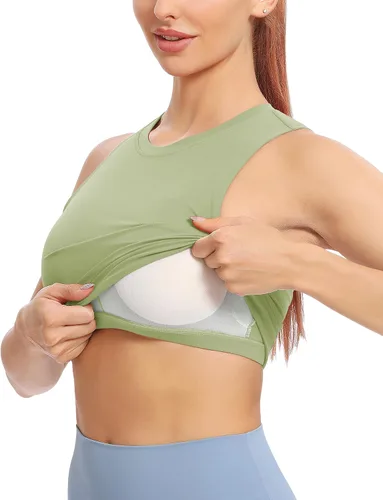 Vista 3 de Natural Feelings - Sujetadores deportivos sin mangas, con relleno extraíble, para mujer ombligueras para yoga, entrenamiento, correr