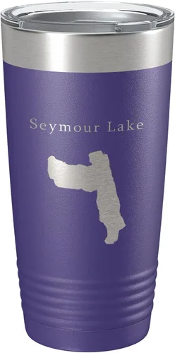 Vista 15 de Seymour Lake Map Tumbler Travel Mug Insulated Laser Engraved Coffee Cup Vermont 20 oz Black