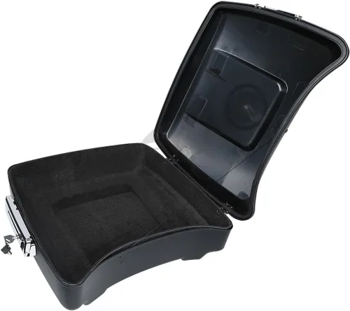Vista 3 de XFMT Maleta negra mate cortada de 10.7 pulgadas con pestillo para Harley Trunk Touring Road King Street Glide Road Glide Electra Glide 2014-2025
