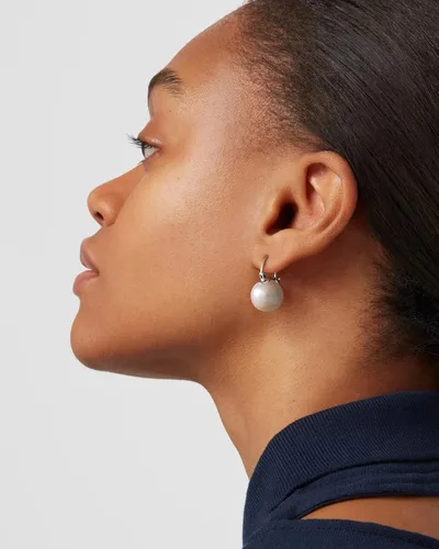Vista 57 de Aretes colgantes de plata de ley 925 seleccionados a mano AAA+ de 7.5 a 0.315 in con perlas cultivadas de agua dulce blancas para mujer