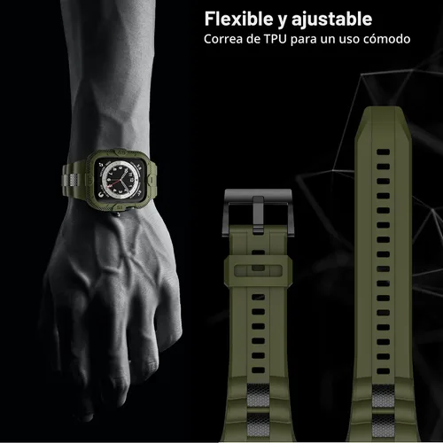 Vista 5 de Correas Compatibles con Apple Watch de 41 mm, 40 mm, 38 mm, Correa Deportiva Resistente para Hombres con Estuche Protector para Watch Series 9, 8