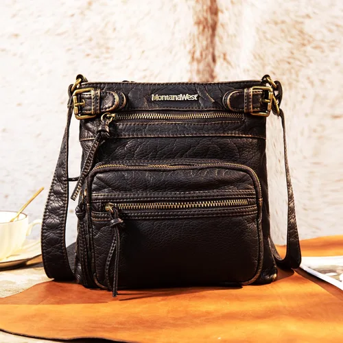 Vista 2 de Montana West Crossbody Bag for Women Soft Washed Leather Multi Pocket Shoulder Purses