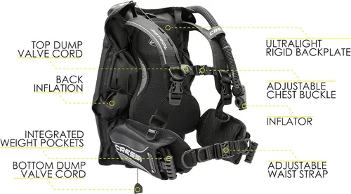 Vista 2 de Cressi Paquete de patrulla de viaje: completo con Patrol BCD, MC9/Regulador compacto, Octopus Compact, Donatello Console 2 y bolsa Piper