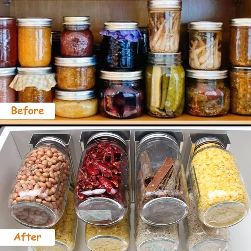 Vista 4 de Organizador de Frascos Mason, Estante para Frascos Mason para Almacenamiento de Alimentos, Soporte para Frascos de Conservas Debajo del Gabinete