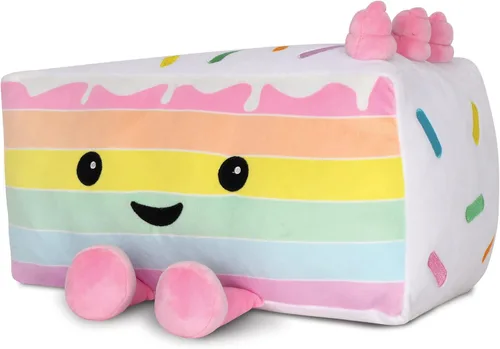 Vista 2 de iscream Kawaii Rainbow Layer Cutie Cake - Almohada de forro polar bordada de 15 x 8 pulgadas