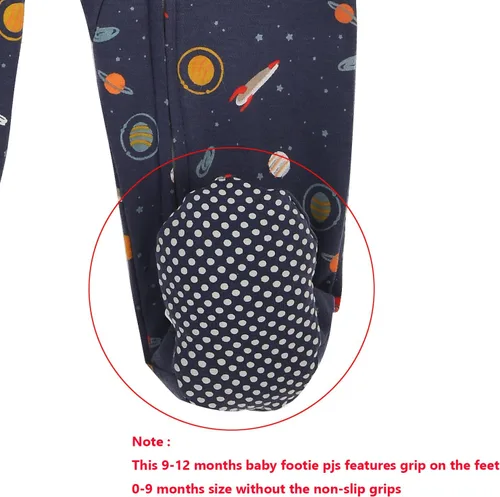 Vista 5 de Aablexema Pijama de bebé con puños de manopla, doble cremallera, ropa de algodón para bebés, pijamas para dormir con pies
