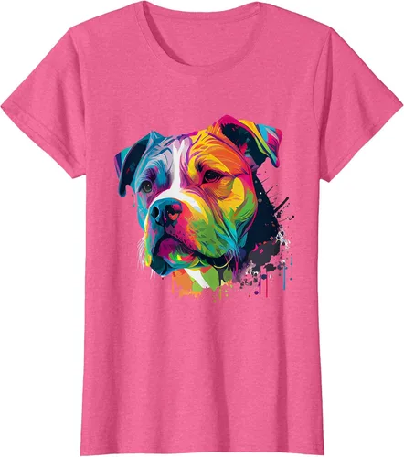Vista 84 de Colorful American Bulldog American Bully Men Women T-Shirt Asphalt Grey