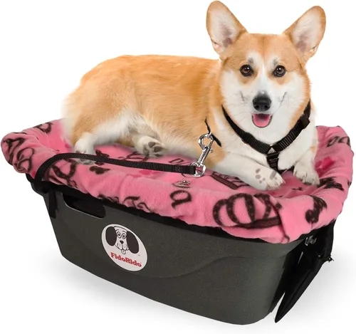 Vista 11 de FIDORIDO Asiento de automóvil para perro, asiento de auto con funda, arnés y correas, base de plástico duradero, cómodos cojines, fácil de instalar