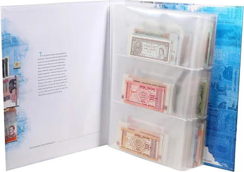 Vista 6 de Banknote World Álbum de recolección de divisas, azul, 100 bolsillos